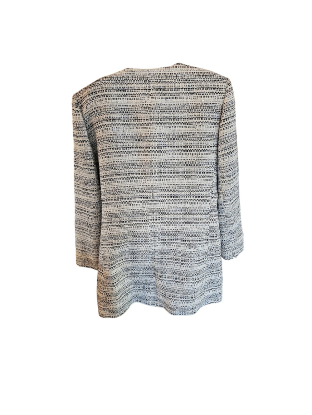 Tahari wool blend twill frayed detail tynic length open blazer sz 14 old money - Picture 3 of 9